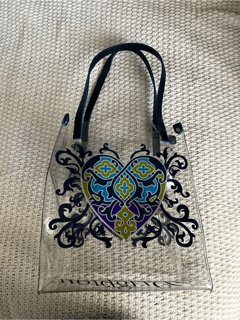Brighton Clear Vinyl Summer Heart Tote Bag Sophia Collection Shoulder Bag *Flaws
